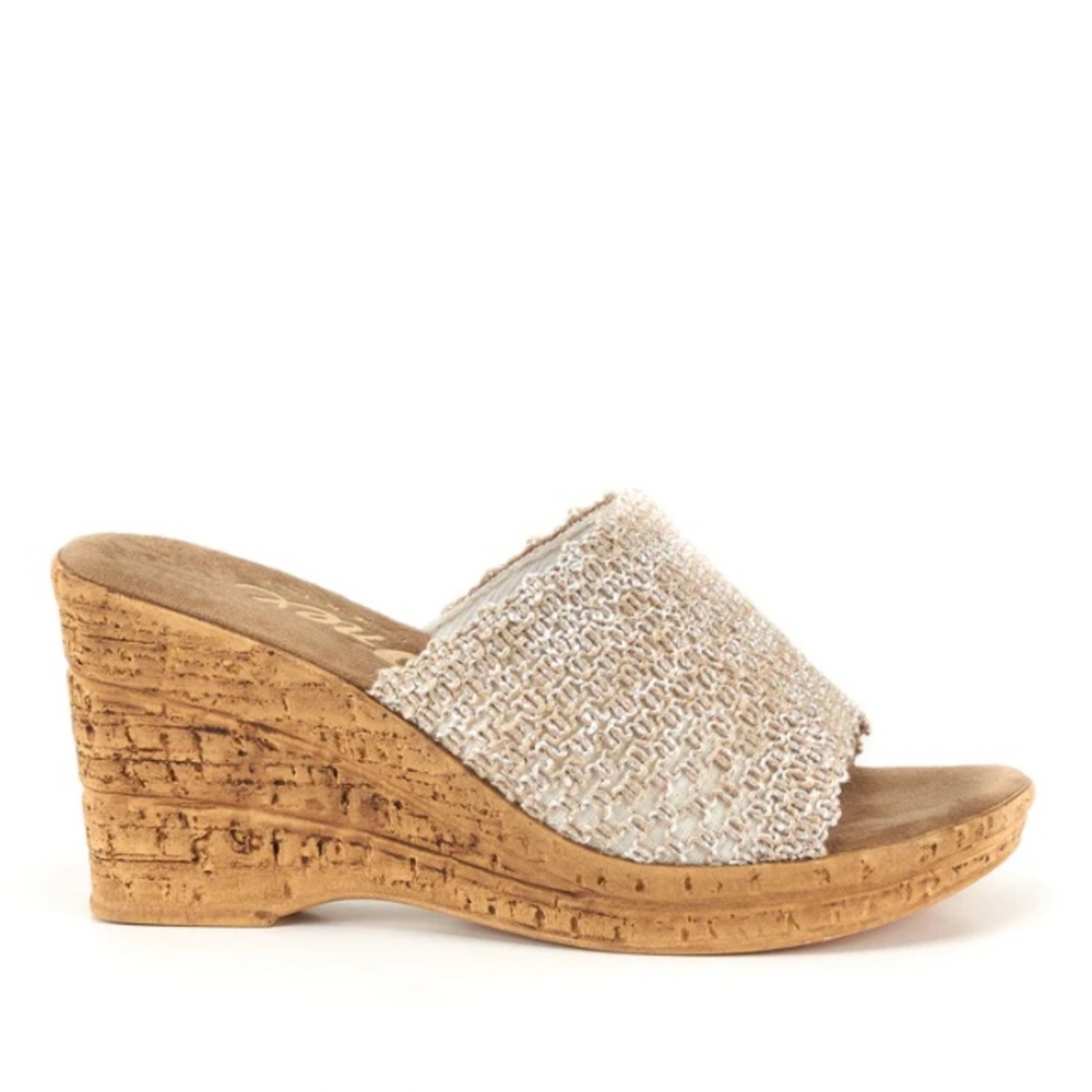 Onex Style Bianca-2 Woven Slide Wedge Sandal - Cream Size 6 LIKE NEW
